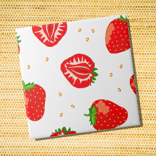 Red Strawberry Pattern Tegeltje