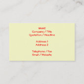 Red Strawberry Pattern. Visitekaartje (Achterkant)