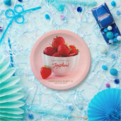 Red Strawberry Photo Summer Brunch Happy Birthday Papieren Bordje (Feest)