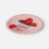 Red Strawberry Photo Summer Brunch Happy Birthday Papieren Bordje (Gekanteld)