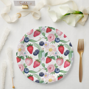 Red Strawberry Roos verjaardagsfeestje voor haar Papieren Bordje