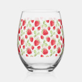 Red Strawberry roze verjaardagsfeestje voor haar Wijnglas Zonder Voet (Voorkant)