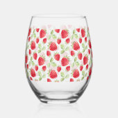 Red Strawberry roze verjaardagsfeestje voor haar Wijnglas Zonder Voet (Achterkant)