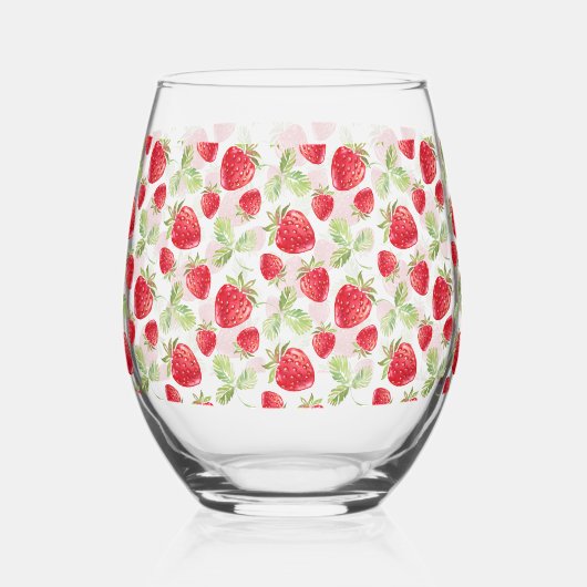 Red Strawberry roze verjaardagsfeestje voor haar Wijnglas Zonder Voet (Links)