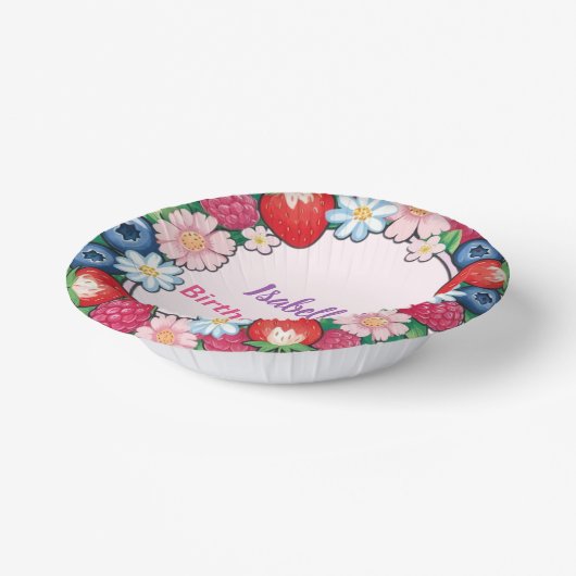 Red Strawberry roze verjaardagsfeestje voor kinder Papieren Kommen (Gebogen)