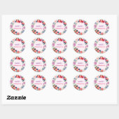 Red Strawberry roze verjaardagsfeestje voor kinder Ronde Sticker (Vel)