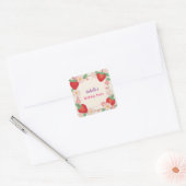 Red Strawberry roze verjaardagsfeestje voor kinder Vierkante Sticker (Envelop)