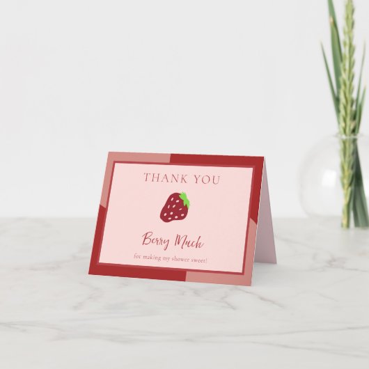 Red Strawberry Thank You Card Berry Bedankt (Voorkant)