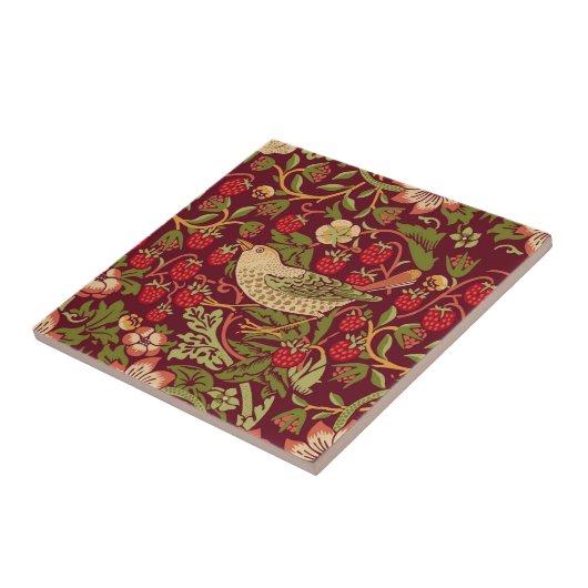 Red Strawberry Thief William Morris Backsplash Tegeltje (Zijkant)