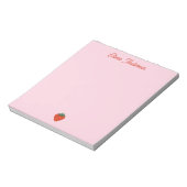 Red Strawberry Valentines Day Personalized Name Notitieblok (Linkerzijde)