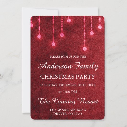 Red String Light jaarlijkse kerstfeest Kaart (Voorkant)