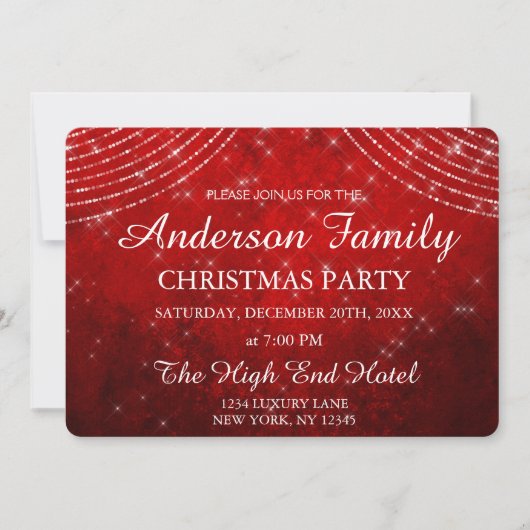 Red String Light jaarlijkse kerstfeest uitnodiging (Voorkant)