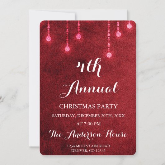 Red String Light jaarlijkse kerstfeest uitnodiging (Voorkant)