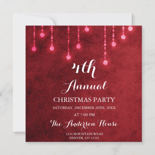 Red String Light jaarlijkse kerstfeest uitnodiging (Voorkant)