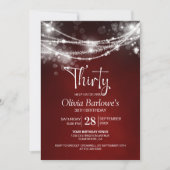 Red String Lights 30e verjaardagsfeest Kaart (Voorkant)