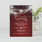 Red String Lights 70e verjaardagsfeest Kaart (Staand voorkant)