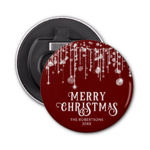 Red String Lights Kerstfeest Button Flesopener