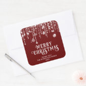 Red String Lights Kerstfeest gunst Vierkante Sticker (Envelop)
