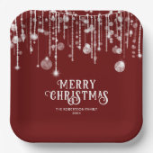 Red String Lights Kerstfeest Papieren Bordje (Voorkant)