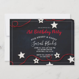 Red String & Stars Sweet Sassy 21st Birthday Kaart