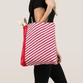 Red Stripe Accent Tote Bag / Custom White Script (Dichtbij)