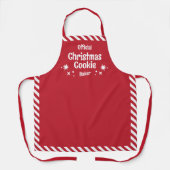 Red Stripe Christmas Cookie Baker Medium Apron Schort (Voorkant)