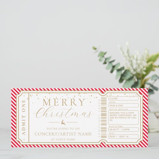 Red Stripe Concert Ticket Cadeaubon Kaart (Staand voorkant)