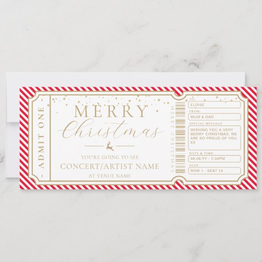 Red Stripe Concert Ticket Cadeaubon Kaart (Voorkant)