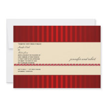 Red Stripe en Ivory Band Ruby Wedding Invitation