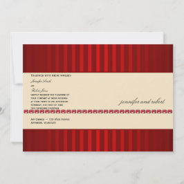 Red Stripe en Ivory Band Ruby Wedding Invitation Kaart