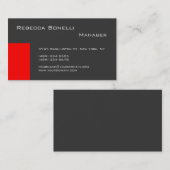 Red Stripe Grey Stylish Manager Visitekaartje (Voorkant / Achterkant)