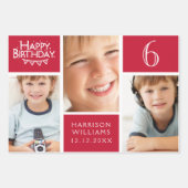 Red Stripe Happy Birthday Bunting Foto Inpakpapier Vel (Voorkant)