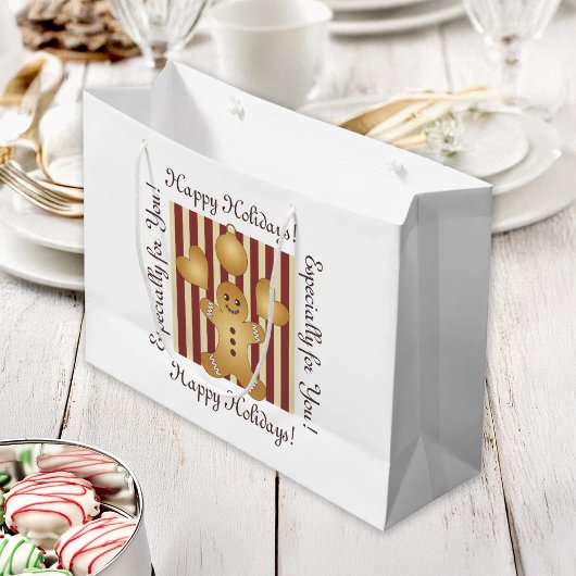 Red Stripe kerstkoekje Cute Gingerbrood Man Large Cadeautasje