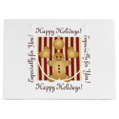 Red Stripe kerstkoekje Cute Gingerbrood Man Large Cadeautasje (Voorkant)