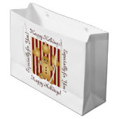 Red Stripe kerstkoekje Cute Gingerbrood Man Large Cadeautasje (Voorkant Gekanteld)