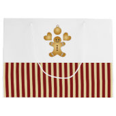 Red Stripe kerstkoekje Cute Gingerbrood Man Large Cadeautasje (Achterkant)