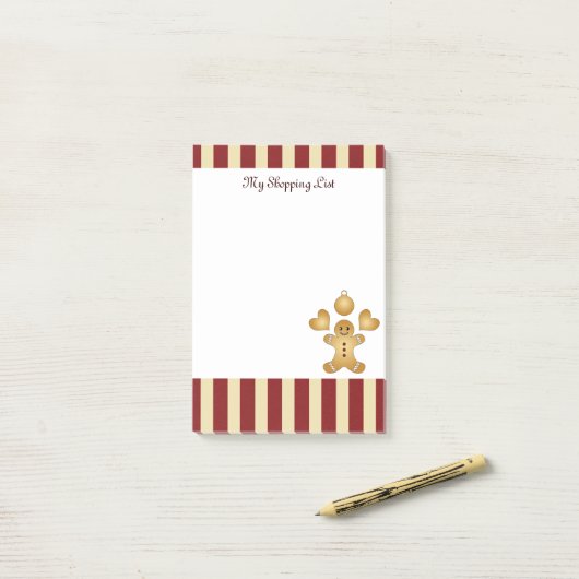 Red Stripe kerstkoekje Cute Gingerbrood Man Post-it® Notes (Op bureau)