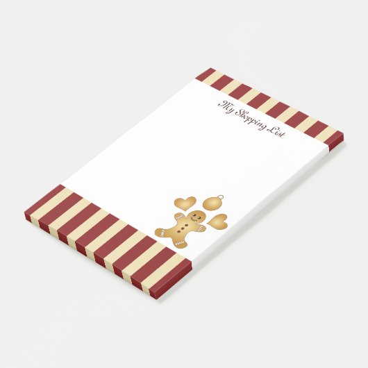 Red Stripe kerstkoekje Cute Gingerbrood Man Post-it® Notes (Schuin)