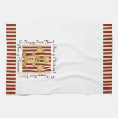 Red Stripe kerstkoekje Cute Gingerbrood Man Theedoek (Horizontaal)