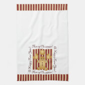 Red Stripe kerstkoekje Cute Gingerbrood Man Theedoek (Verticaal)