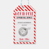 Red Stripe Kerstman Kerstcadeau Label Cadeaulabel (Voorkant)