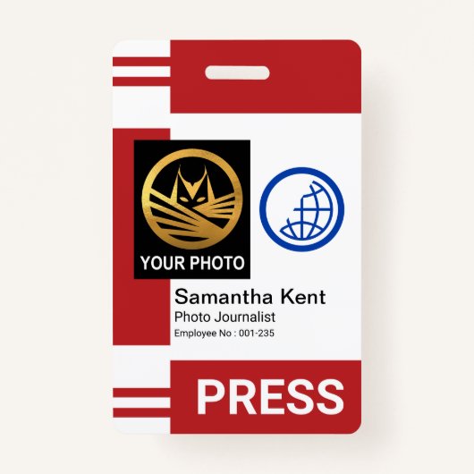 Red Stripe Kolommen Special Photo Lijst Press ID Badge (Voorkant)