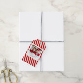 "Red Stripe met foto Vrolijk Kerstfeest en naam Cadeaulabel (Met Touw)