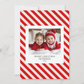 "Red Stripe met foto Vrolijk Kerstfeest en naam Kaart (Voorkant)