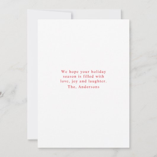 "Red Stripe met foto Vrolijk Kerstfeest en naam Kaart (Achterkant)