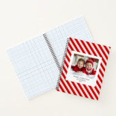 "Red Stripe met foto Vrolijk Kerstfeest en naam Notitieboek (Binnen)