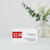 Red Stripe Monogram White, aangepast Visitekaartje (Staand voorkant)