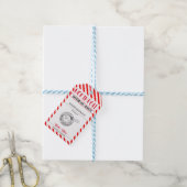 Red Stripe Santa Kerstcadeau Label Cadeaulabel (Met Touw)