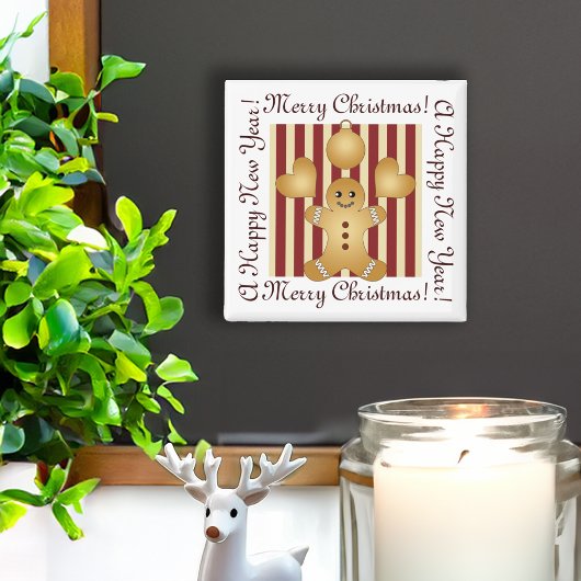 Red Stripe Schattige Gingerbread Man Cookie Christ Magneet