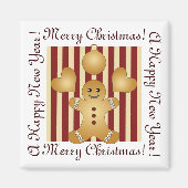 Red Stripe Schattige Gingerbread Man Cookie Christ Magneet (Voorkant)